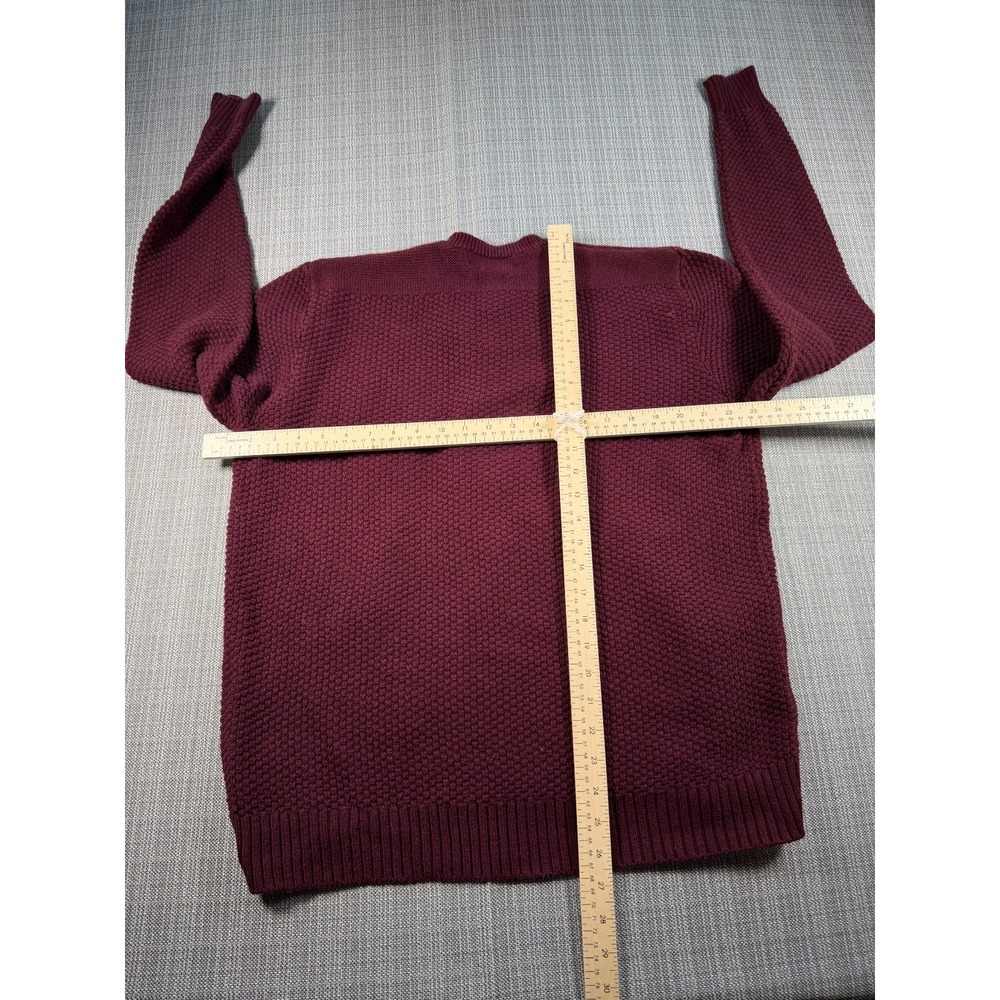 Polo Ralph Lauren Golf Sweater Mens L Maroon Cotton Waffle Knit V Neck Warm Wear - Picture 3 of 4